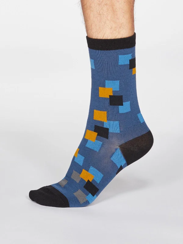 Take Action Evan Square Socks - Denim Blue