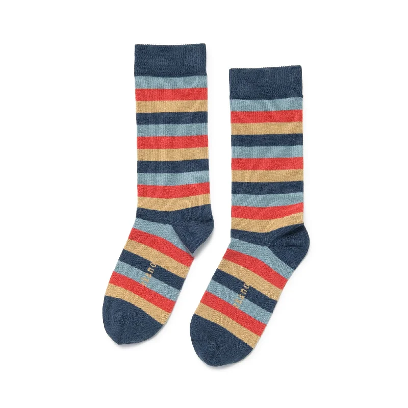 Weekend Discounts to Love Even Stripe Socks in Navy from Zkano