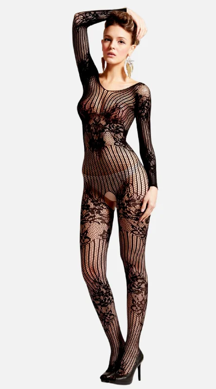 Weekend Bargains Galore Floral Lace Crotchless Bodystocking