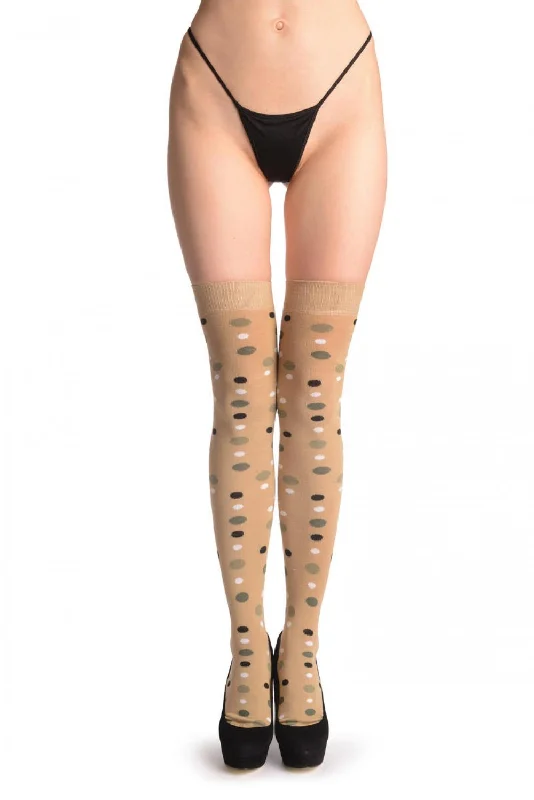 Super Deal Green, White & Black Dots on Mocha