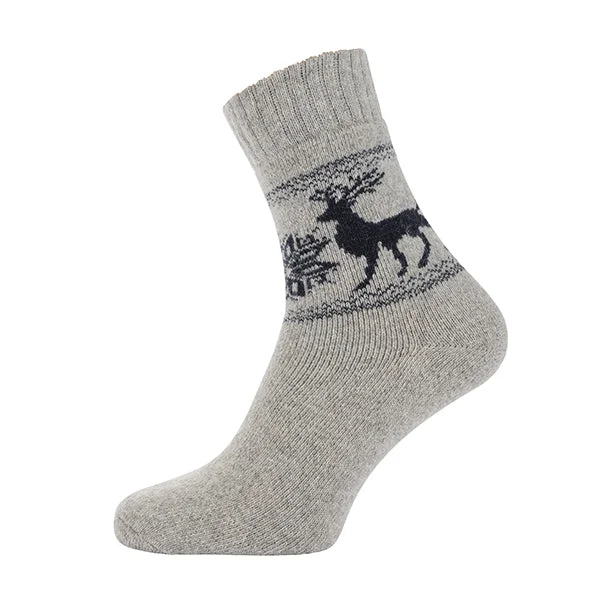 Weekend Savings Spectacular Grey reindeer wool blend socks