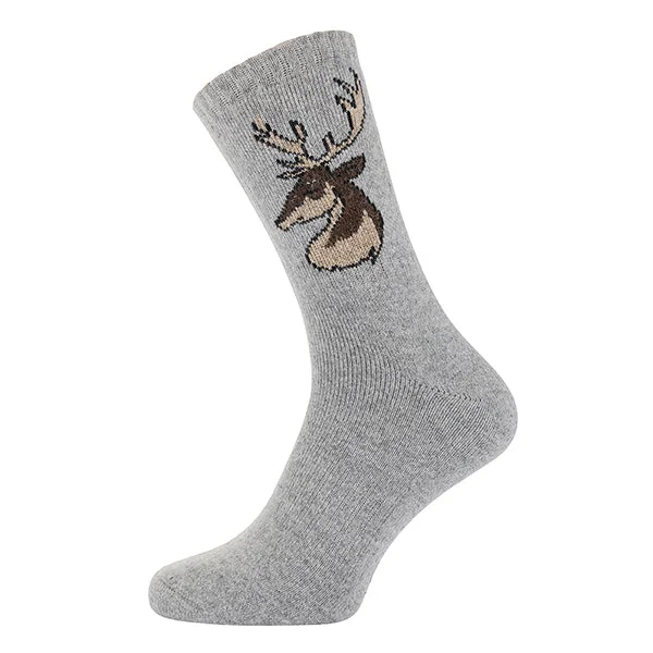 Weekend Specials You Can't Miss Grey Stag head wool blend socks