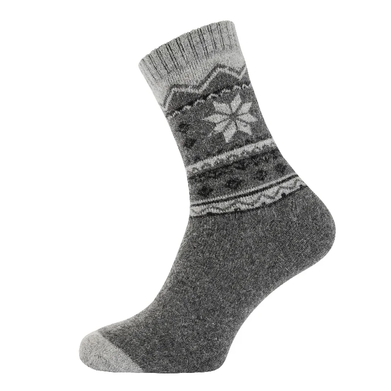 Weekend Shopping Made Better Grey winter pattern wool blend socks