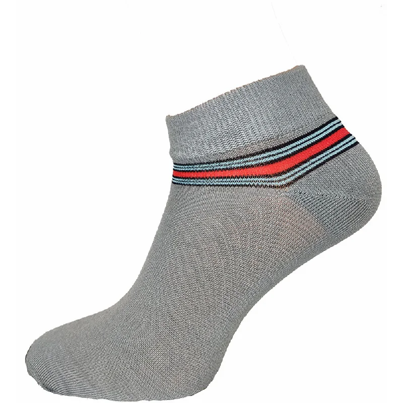 Buy Today Grey with Coloured Stripes Bamboo Trainer Socks