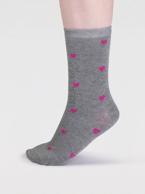 Weekend Specials to Indulge In Haddie Bamboo Love Heart Socks - Grey Marle