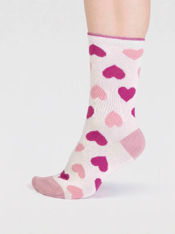Weekend Savings Bonanza Haddie Bamboo Love Heart Socks - Stone White