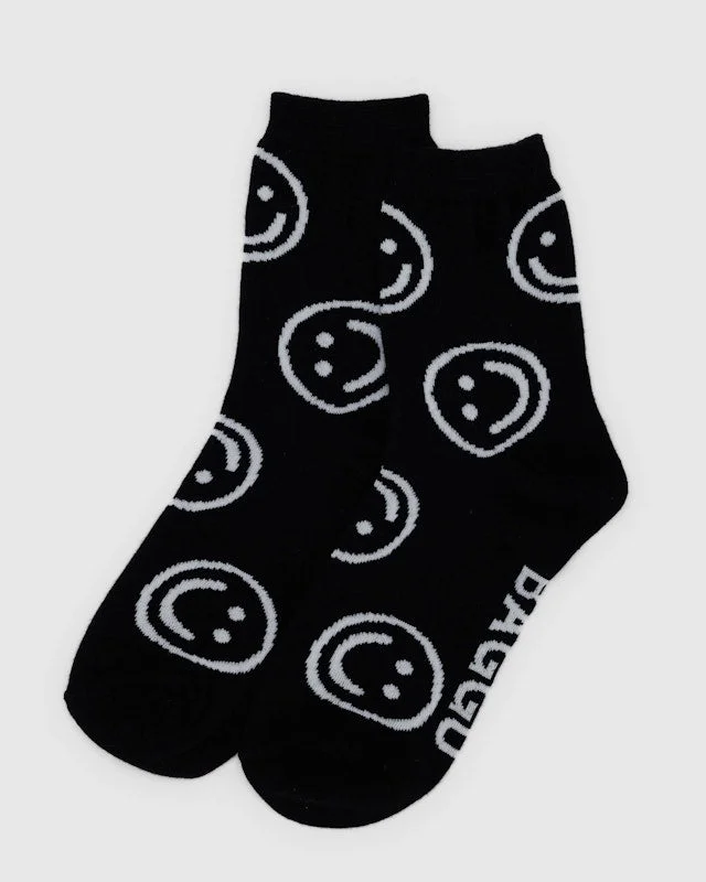 Weekend Deals That Excite Black Happy Crew Socks from BAGGU