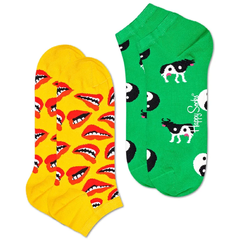 Unbeatable Prices Happy Socks Women's Lips & Yin Yang Cows Ankle Socks - 2 Pack