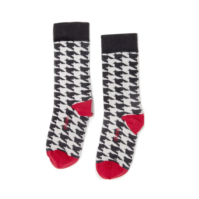 Today's Deal Houndstooth Socks in Black from Zkano