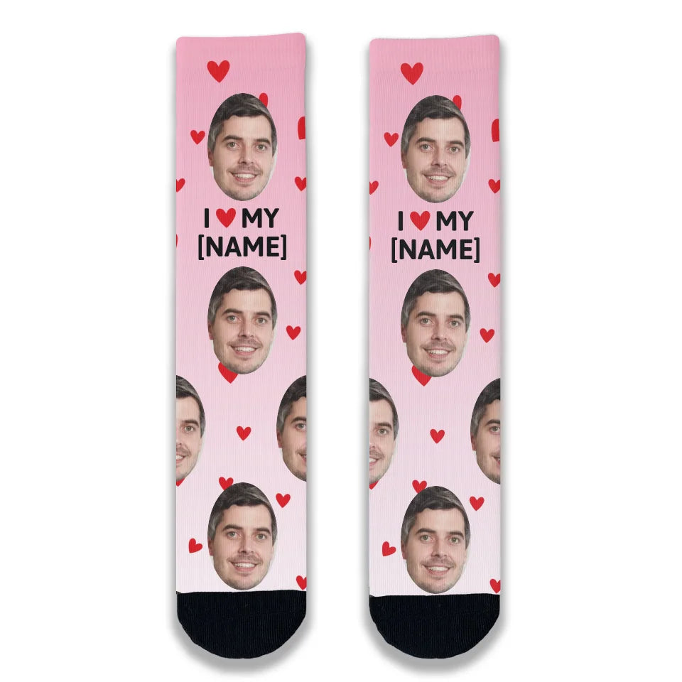 Midnight Sale I Love My... Personalised Face Socks