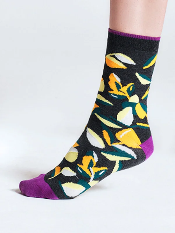 Take Advantage Isabel Floral Bamboo Socks - Grey