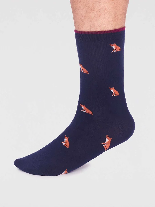 Great Deal Jamal Organic Cotton Animal Socks - Navy