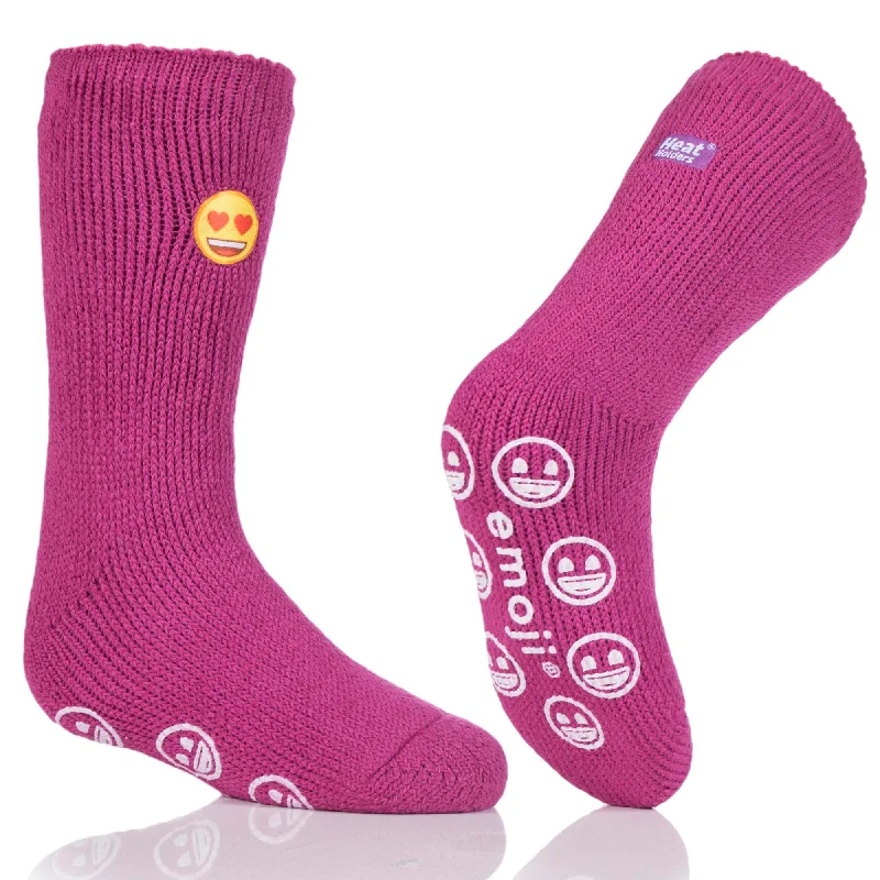 Great Bargain Kids Thermal Slipper Socks - Emoji Heart Face