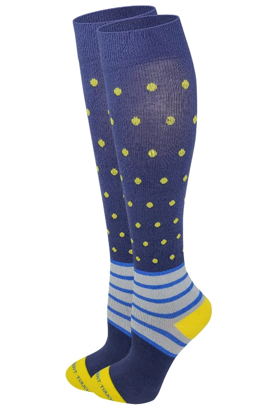The Best Prices Knee High Compression Socks for Women | Black and Yellow Polka Dot Design