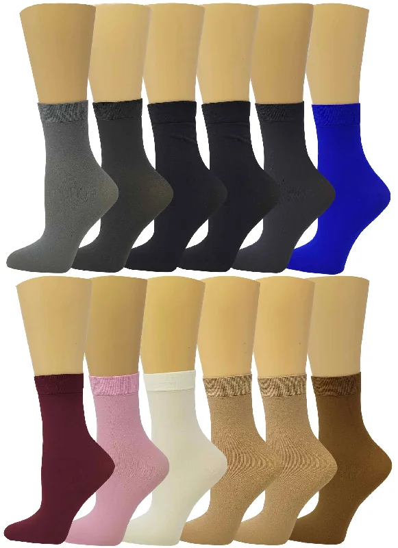 Big Savings Ankle High Trouser Socks | Opaque Assorted | Sumona Womens (12 Pairs)