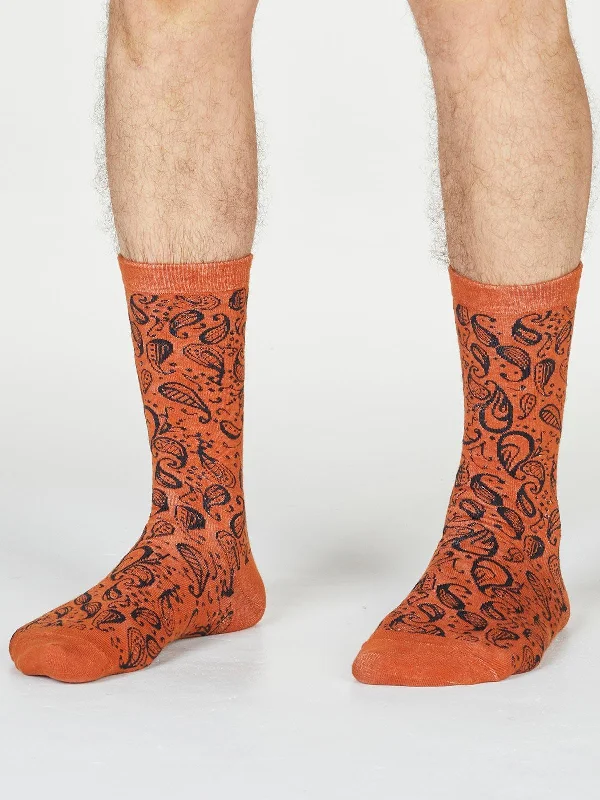 Discount Mania Larnard Paisley Socks - Spiced Orange