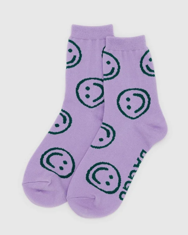 Weekend Deals That Thrill Lavender Happy Crew Socks from BAGGU