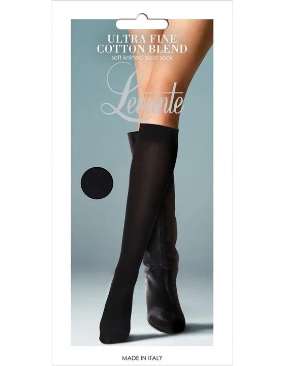 Weekend Discounts to Celebrate Levante Ultra Fine Cotton Blend Boot Sock Black