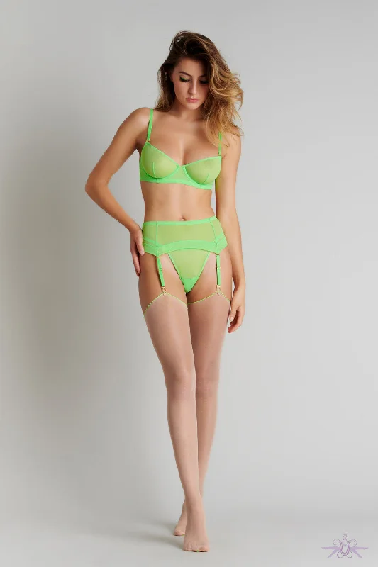 Flash Sale Maison Close Sheer Cut and Curled Nude/Green Stockings