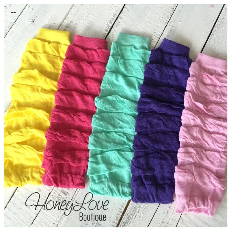 Act Fast Leg Warmers - pink yellow aqua mint purple black