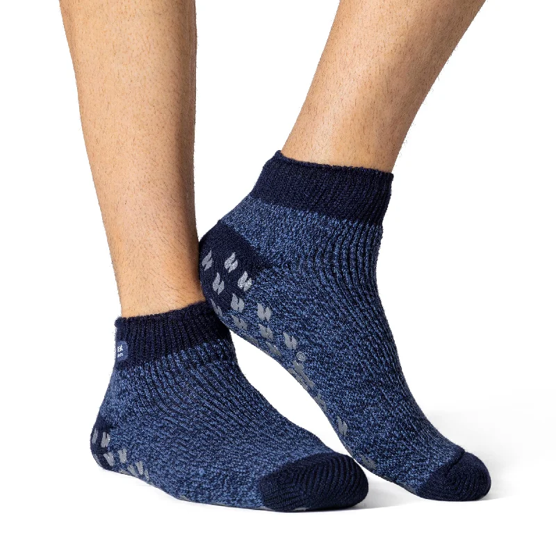 Instant Savings Mens Original Bigfoot Kolax Ankle Slipper Socks - Navy Blue