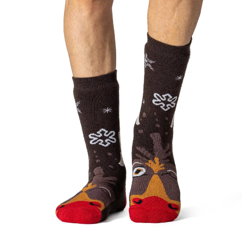 Exclusive Deal Mens Dual Layer Christmas Socks - Rudolph