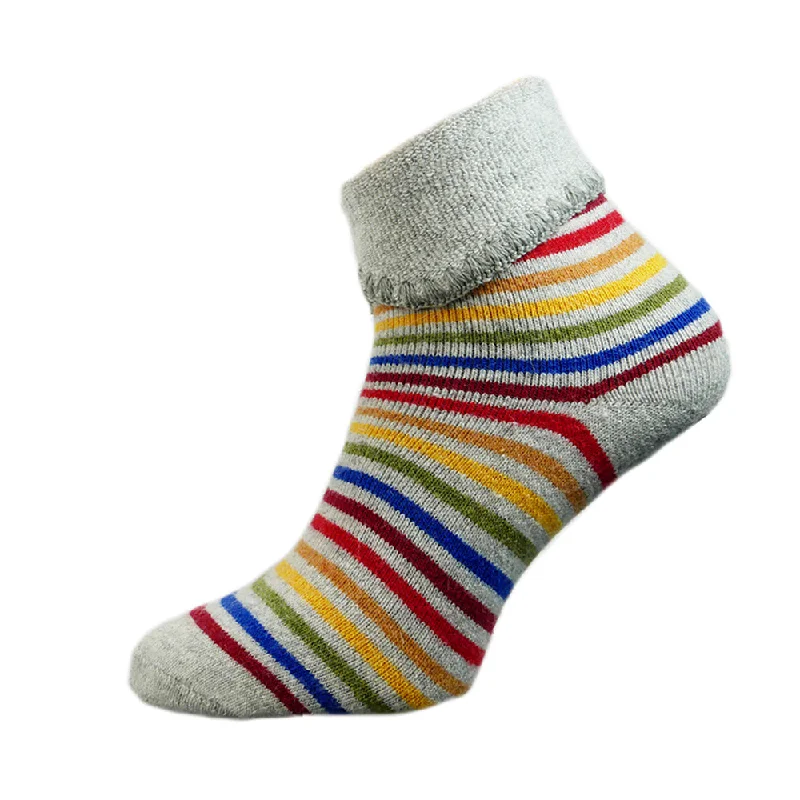 Massive Deal Grey Cuff socks with Multi coloured stripe