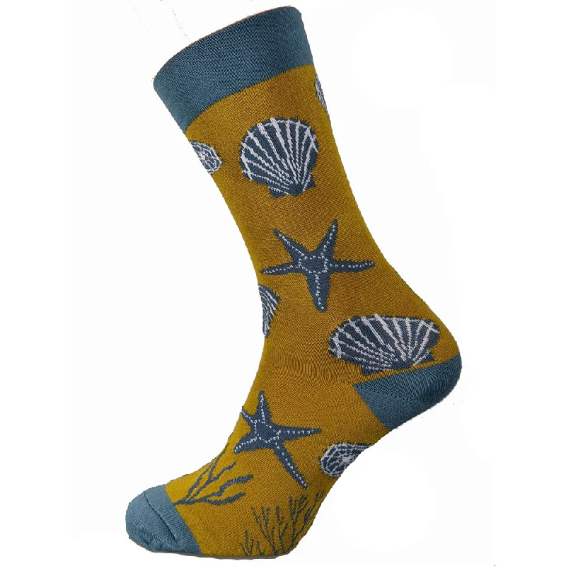 Weekend Savings Bonanza Mustard Sea Shell Bamboo Socks