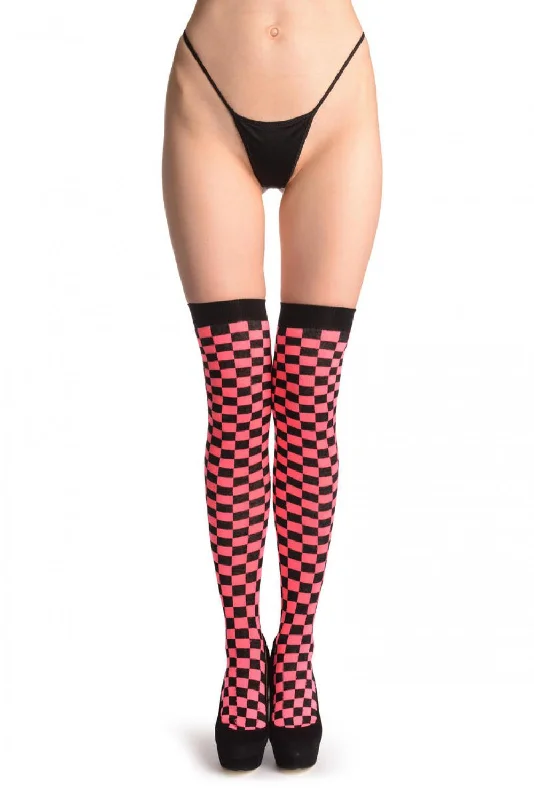 Weekend Shopping Made Better Neon Pink & Black Checked