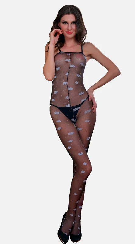 One-Day Only Open Crotch Floral Bodystocking