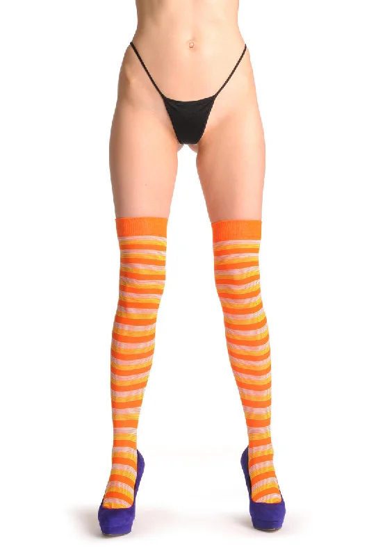 Weekend Deals to Make You Happy Orange Yellow & White Thin Stripes