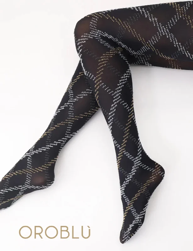 Mega Discount Oroblu Fur Tartan Tight Black/Grey