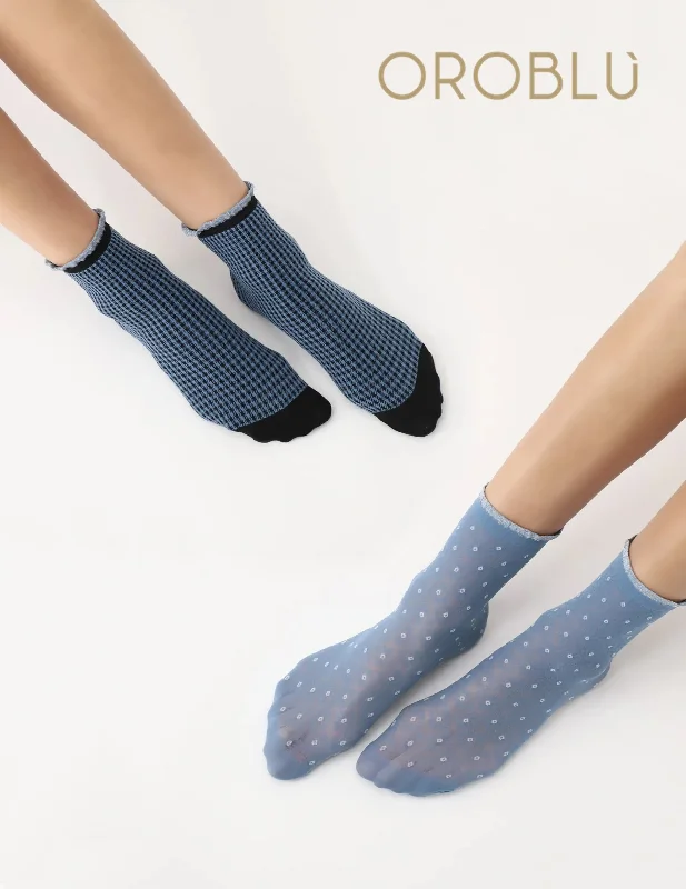Weekend Deals to Make You Happy Oroblu Sale Genteel Socks (Twin Pack) Ocean