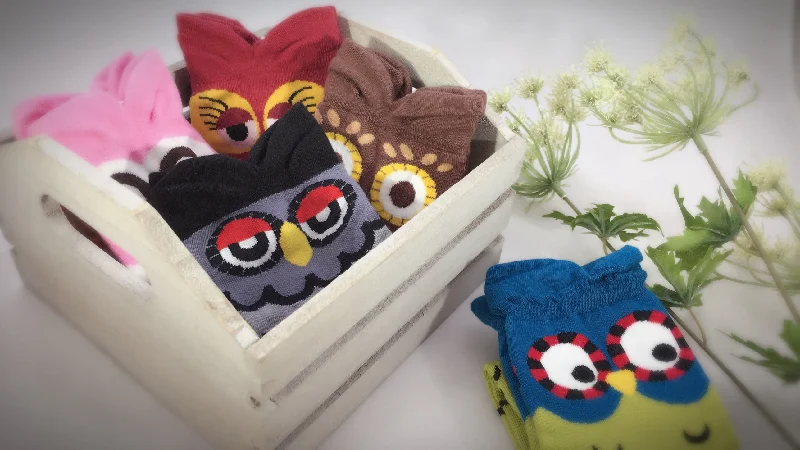 Buy Today Owls, 5 Pairs Cute Owl Print Women Crew Socks
