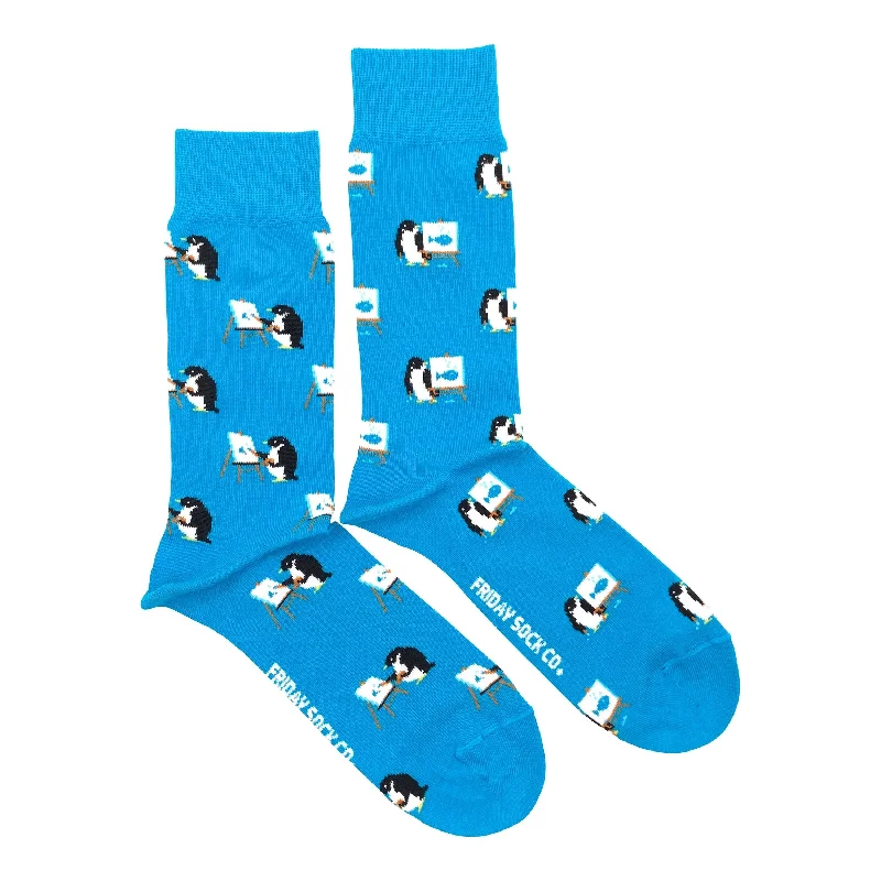 Flash Sale Penguin Painting Mismatched Socks M