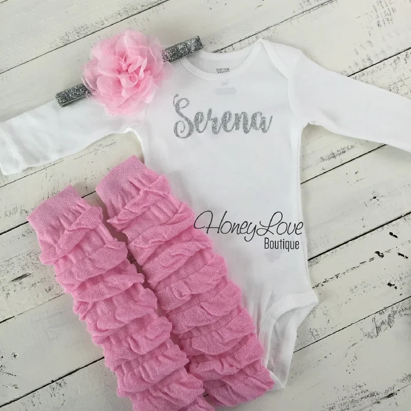 Final Clearance Personalized Name Outfit - Light Pink Leg Warmer and Headband