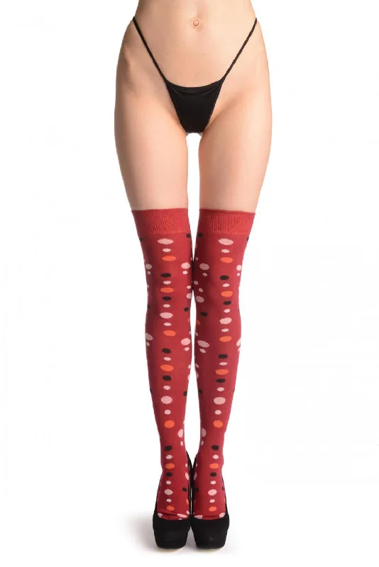 Weekend Bargains to Savor Pink, Orange & Black Dots On Dark Red