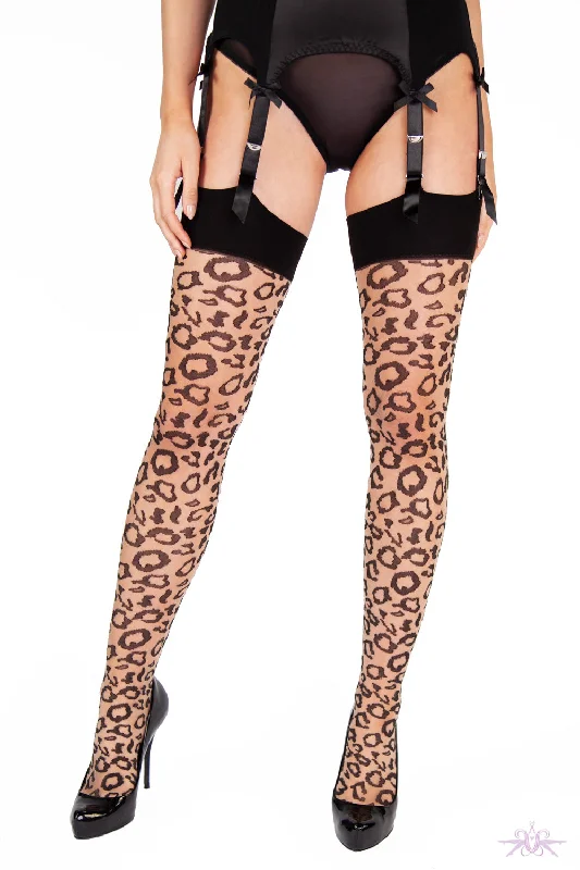 Great Deal Playful Promises Nude Leopard Knit Stockings