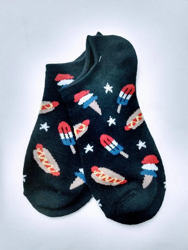 Unwind with Weekend Discounts USA Hot Dogs & Ice Cream Ankle Socks