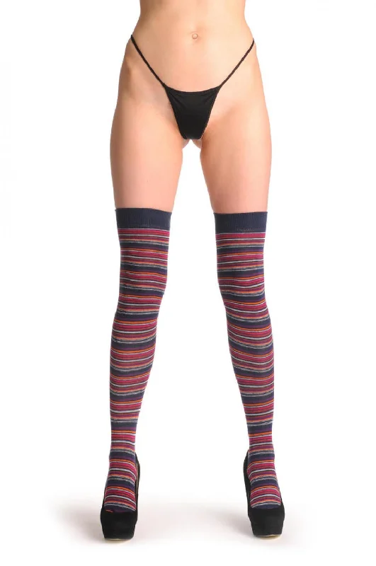 Weekend Bargains to Relish Purple Orange Grey & Black Green Thin Stripes
