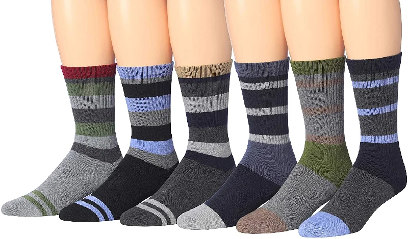 Don't Delay Ronnox Wool Blend Trekking Hiking Outdoor Sports Performance Cushioned Crew Socks, For Men & Women 6 Pairs