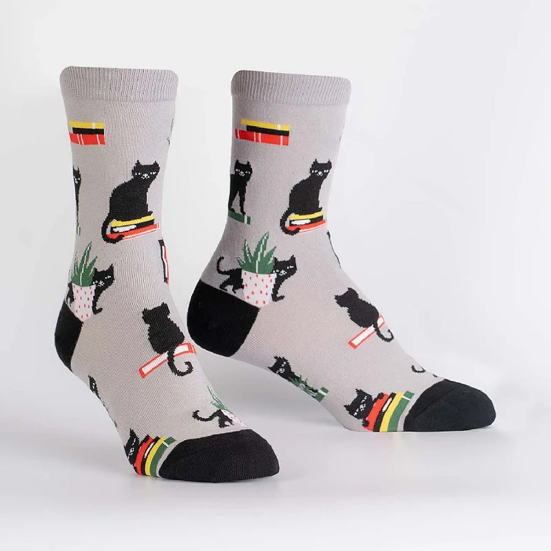 Weekend Bargains to Snag Sock It To Me Women's Crew Socks - Booked for Meow