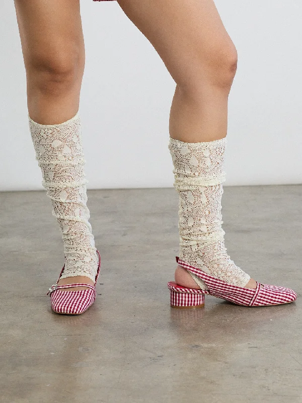 Weekend Deal Tall Lace Socks - Ivory