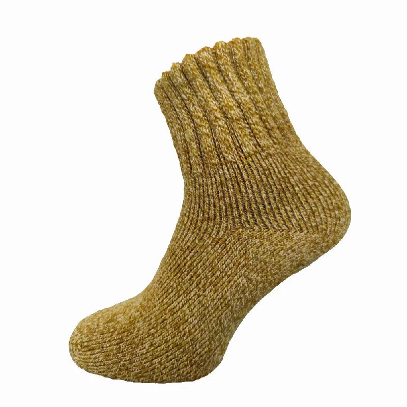 Lowest Price Mustard thick wool blend socks with ribbed cuff