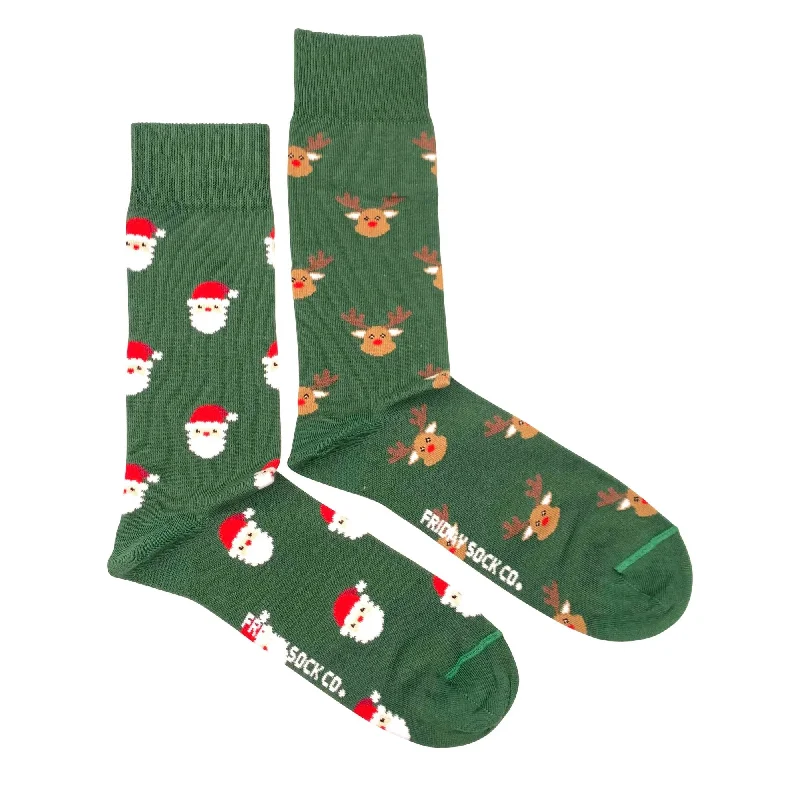 Weekend Deals That Spark Ugly Christmas Santa & Reindeer Mismatched Socks M