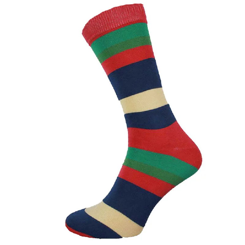 Instant Savings Wide Stripe Red Top Bamboo Socks