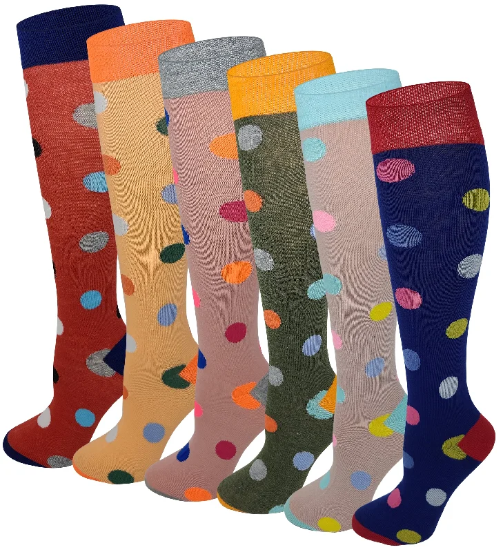 Weekend Offers That Impress Women 6 Pairs Bright Polka Dot Knee High Socks