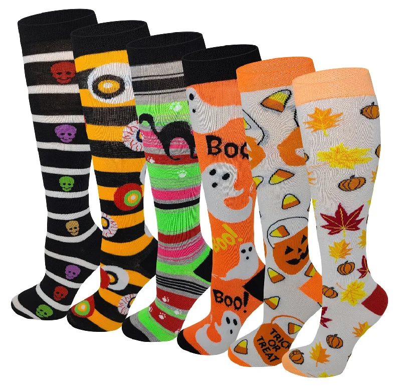New Deal Knee High Socks | Halloween Fancy Design | Womens (6 Pairs)