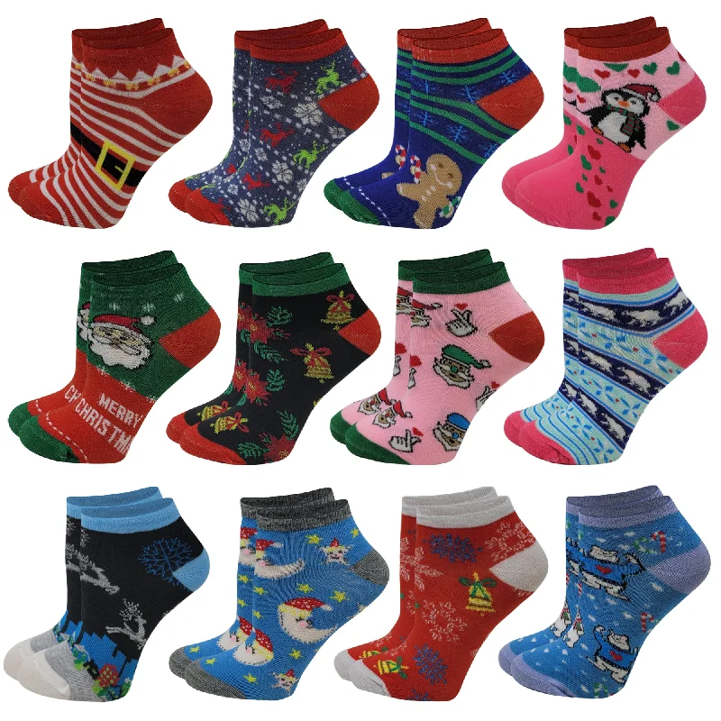 Weekend Steals Await Low Cut Socks | Christmas Design | Women 12 Pairs