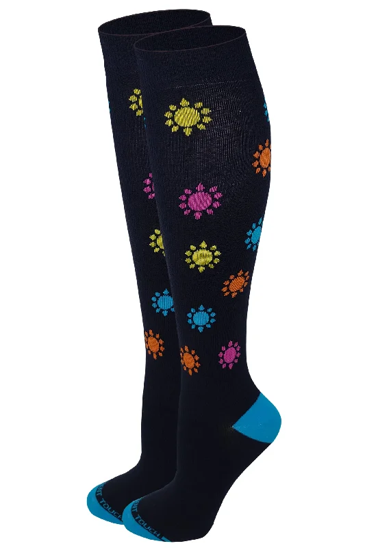 Crazy Deal Women Navy Blue Sun Graduated Compression Knee High Socks